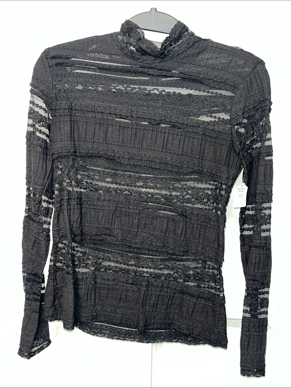 Endless Rose Black Lace Mock Neck Long Sleeve Top XS